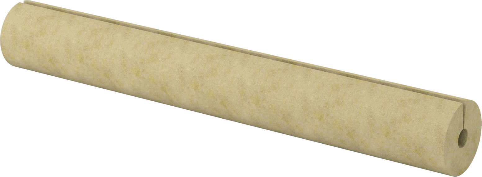 Mineral Yün Boru Yalıtımı, 2" Kalın Duvar, 1-3/8" ID, 3,25 Fit Uzunluk