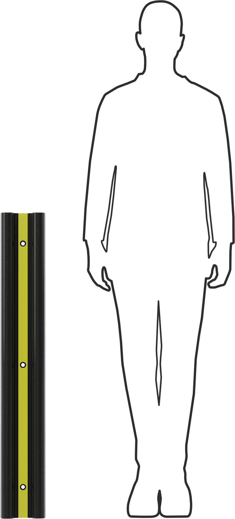 Yüksek Görünürlüklü Kabarık Profilli Yüzey Koruyucu, Kauçuk, 3-1/4 Fit Uzunluk, 5-7/8" Genişlik, 2-1/4" Kalınlık