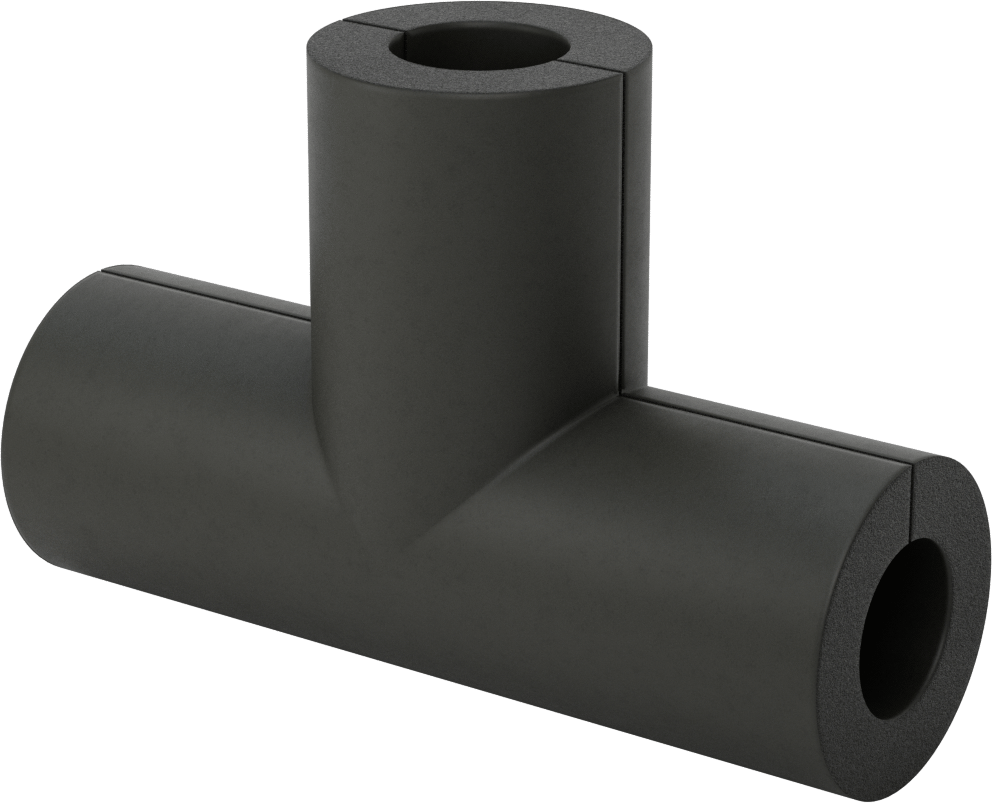 Esnek Kauçuk Köpük Boru Yalıtımı, T, 1/2" Kalın Duvar, 1-1/8" ID