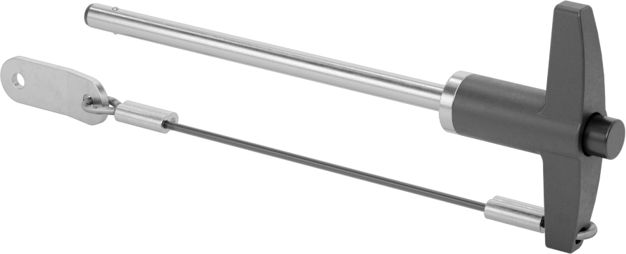 T-Saplı Kilitli Hızlı Açma Pimi, Kordon ile, 3/16" Çap, 3" Kullanılabilir Uzunluk