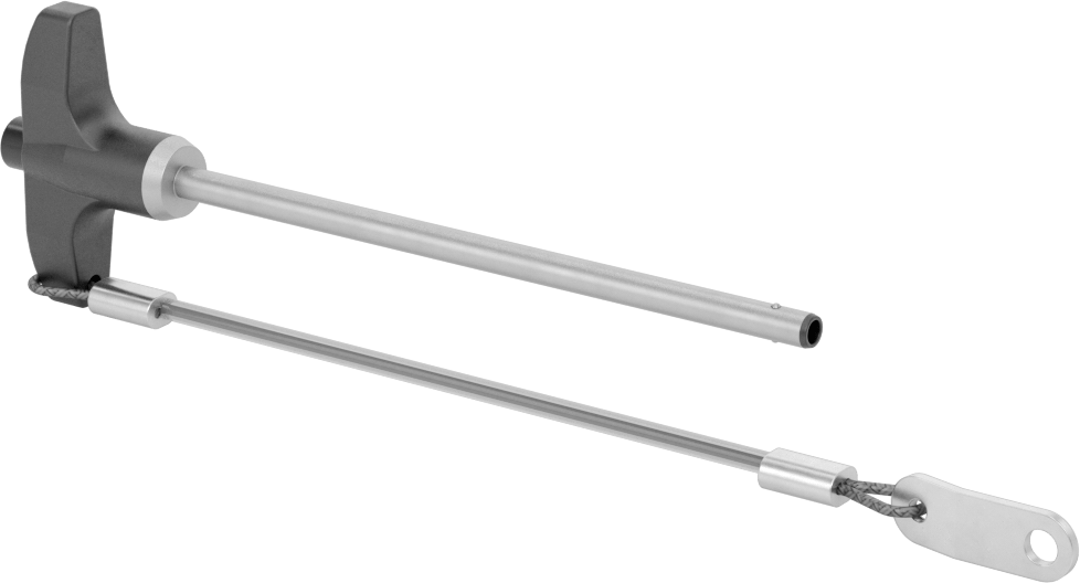 T-Saplı Kilitli Hızlı Açma Pimi, Kordon ile, 3/16" Çap, 4" Kullanılabilir Uzunluk