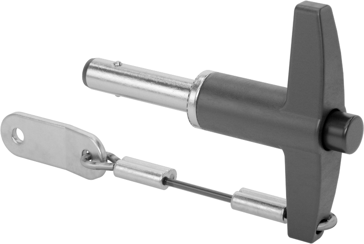 T-Saplı Kilitli Hızlı Açma Pimi, Kordon ile, 1/4" Çap, 3/4" Kullanılabilir Uzunluk