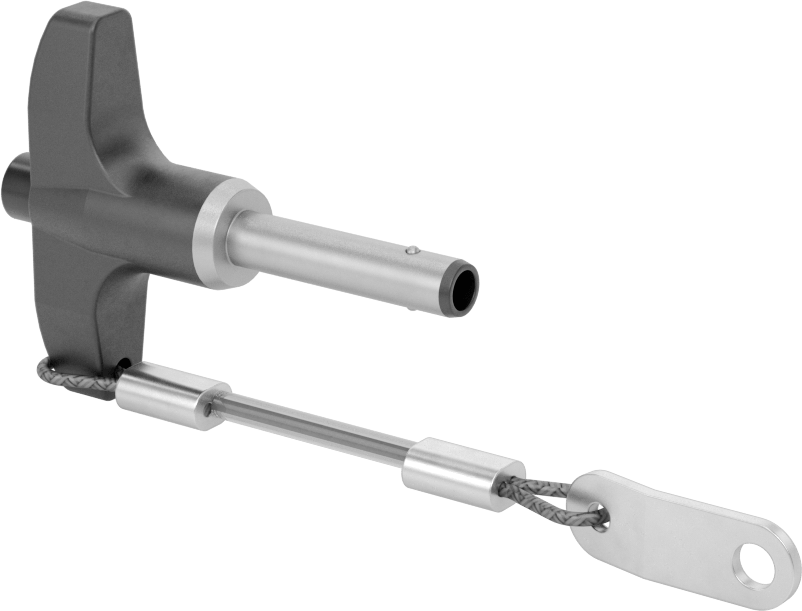 T-Saplı Kilitli Hızlı Açma Pimi, Kordon ile, 1/4" Çap, 7/8" Kullanılabilir Uzunluk
