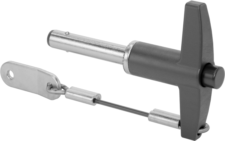 T-Saplı Kilitli Hızlı Açma Pimi, Kordon ile, 1/4" Çap, 1" Kullanılabilir Uzunluk