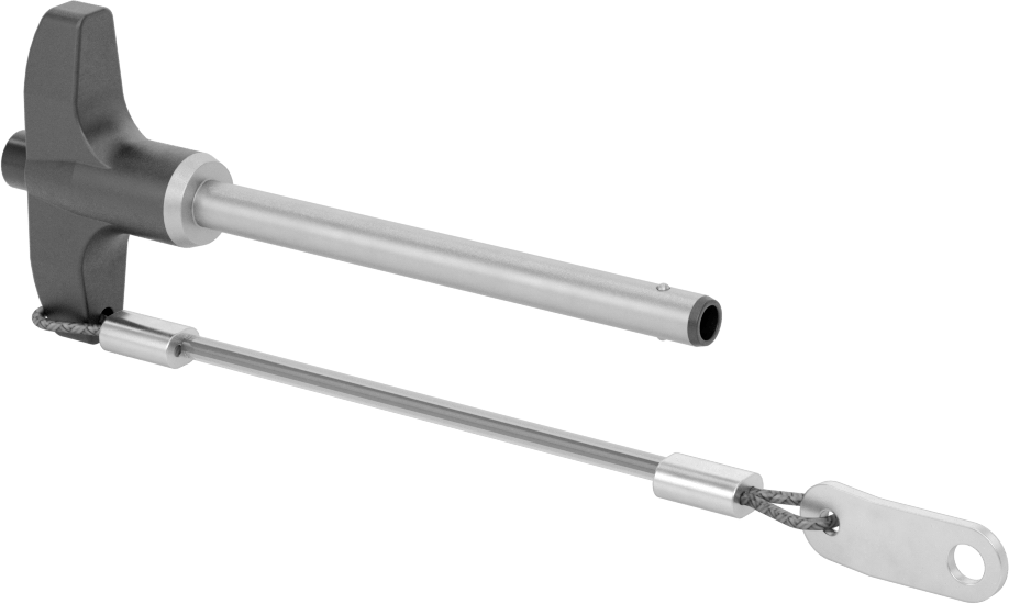 T-Saplı Kilitli Hızlı Açma Pimi, Kordon ile, 1/4" Çap, 2-3/4" Kullanılabilir Uzunluk