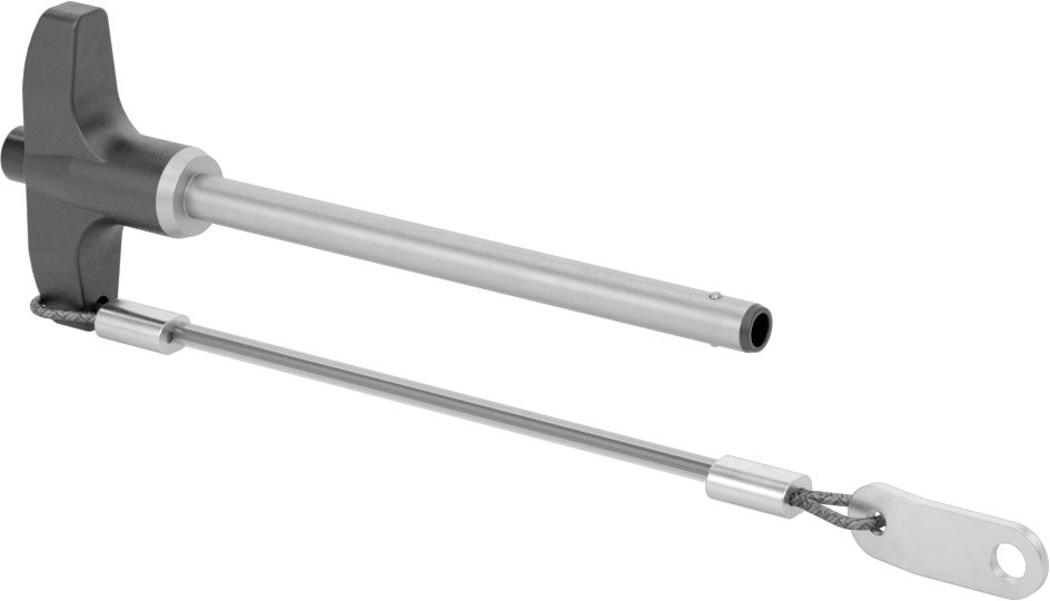 T-Saplı Kilitli Hızlı Açma Pimi, Kordon ile, 1/4" Çap, 3-1/4" Kullanılabilir Uzunluk
