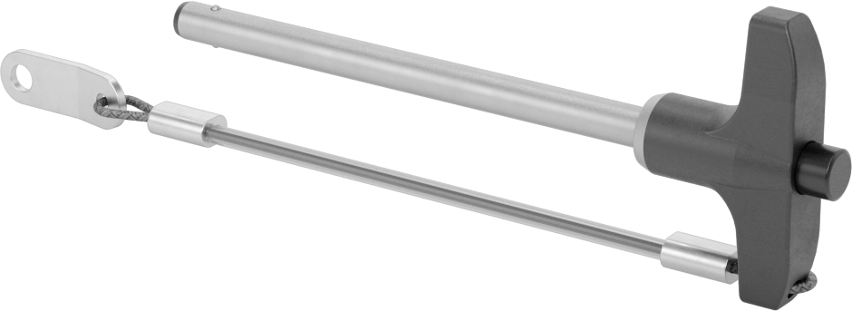 T-Saplı Kilitli Hızlı Açma Pimi, Kordon ile, 1/4" Çap, 3-1/4" Kullanılabilir Uzunluk