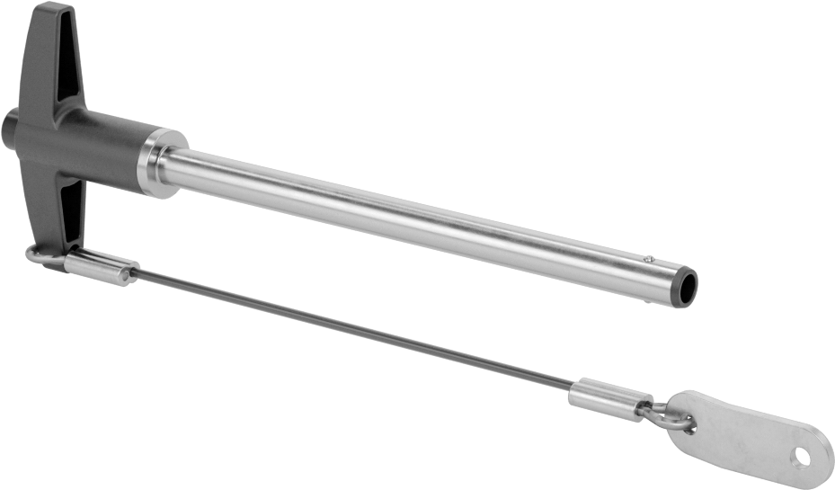 T-Saplı Kilitli Hızlı Açma Pimi, Kordon ile, 1/4" Çap, 3-1/2" Kullanılabilir Uzunluk