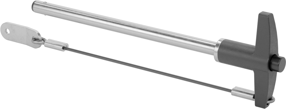 T-Saplı Kilitli Hızlı Açma Pimi, Kordon ile, 1/4" Çap, 4" Kullanılabilir Uzunluk