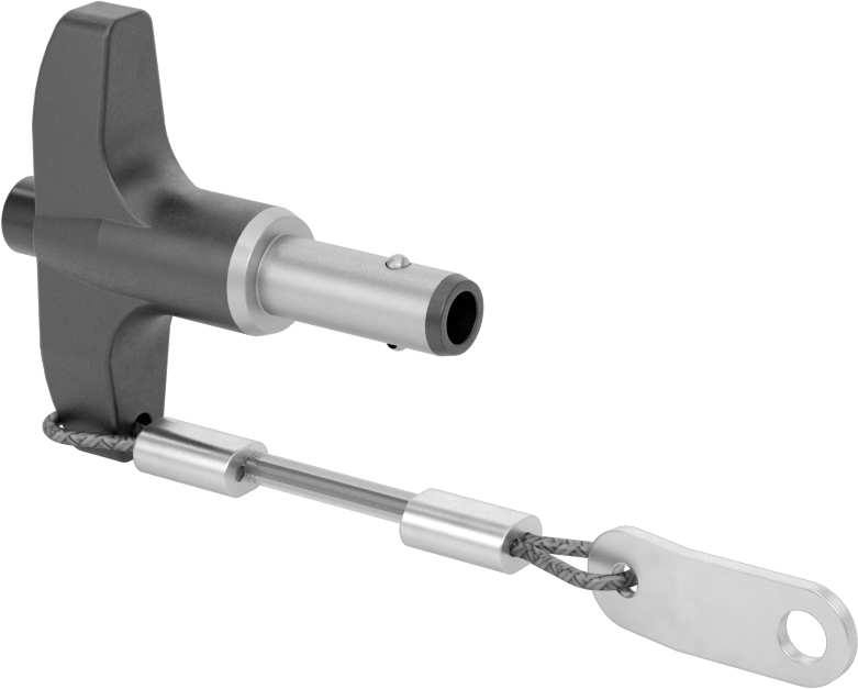 T-Saplı Kilitli Hızlı Açma Pimi, Kordon ile, 5/16" Çap, 1/2" Kullanılabilir Uzunluk