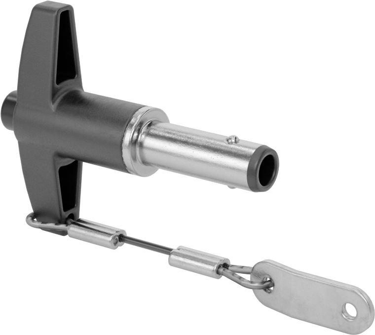 T-Saplı Kilitli Hızlı Açma Pimi, Kordon ile, 3/8" Çap, 3/4" Kullanılabilir Uzunluk