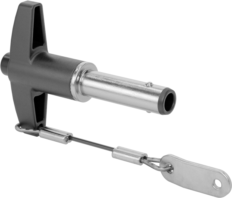 T-Saplı Kilitli Hızlı Açma Pimi, Kordon ile, 3/8" Çap, 1" Kullanılabilir Uzunluk