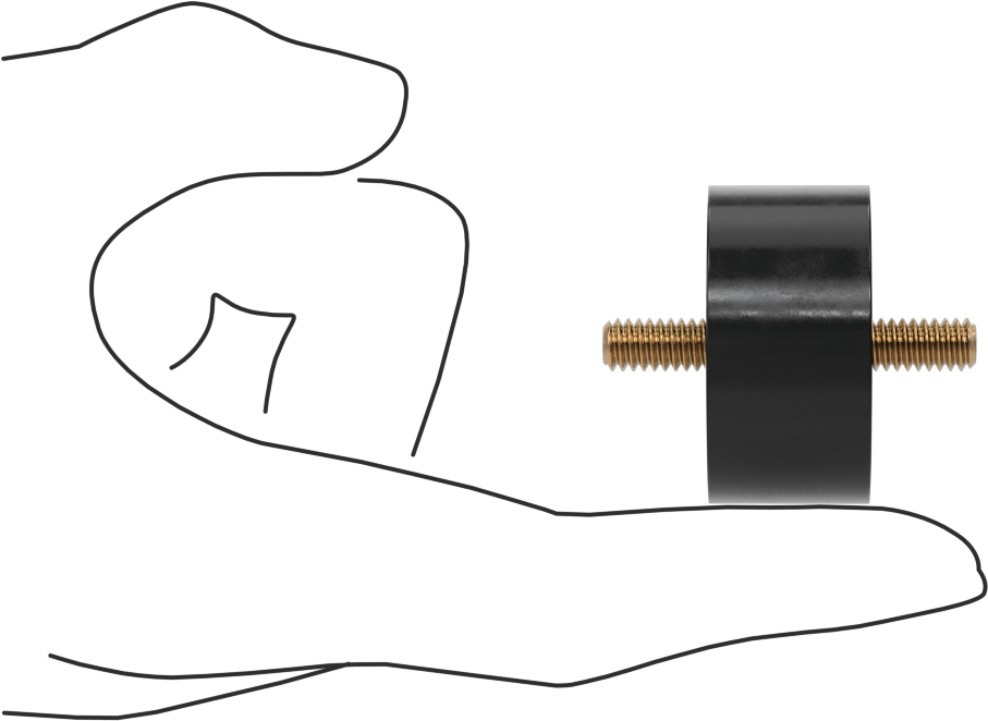 Titreşim Sönümleyici Sandviç Montaj, 1/4"-20 Çelik Saplamalı Doğal Kauçuk, 110 lbs. Kapasite