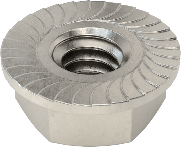 18-8 Paslanmaz Çelik Tırtıklı Flanş Somunları, 1/4"-20 Diş Boyutu