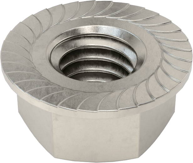 18-8 Paslanmaz Çelik Tırtıklı Flanş Somunları, 3/8"-16 Diş Boyutu