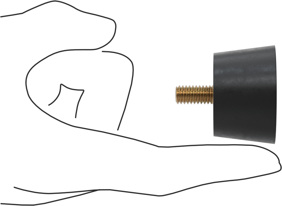 Yük Dereceli Güçlendirilmiş Dişli Tampon, Çelik Plakalı ve 5/16"-18 Saplamalı Neopren, 1" Yükseklik, Durometer 50A