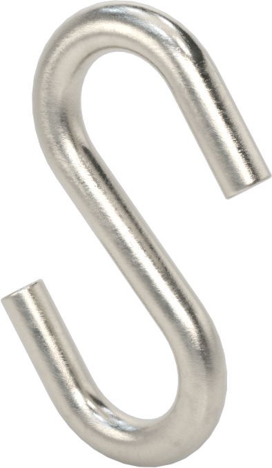 Kaldırma Amaçlı Olmayan Açık Uçlu S-Kanca, 18-8 Paslanmaz Çelik, 100 lbs. Kapasite, 3/16" Kalınlık, 7/16" Kanca Açıklığı