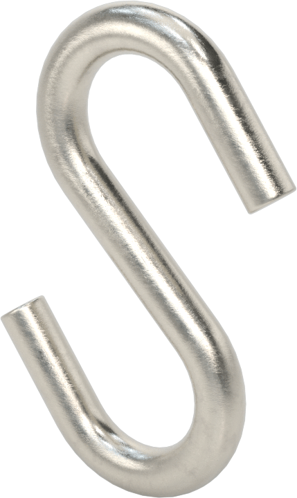 Kaldırma Amaçlı Olmayan Açık Uçlu S-Kanca, 18-8 Paslanmaz Çelik, 100 lbs. Kapasite, 1/4" Kalınlık