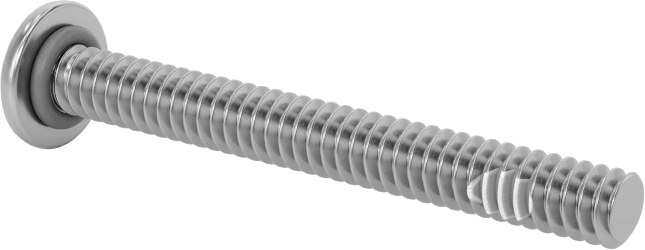 Titreşime Dayanıklı Sızdırmaz Yuvarlak Başlı Vidalar, 6-32 Diş Boyutu, 1-1/4" Uzunluk