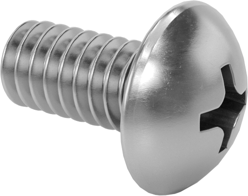 Titreşime Dayanıklı Sızdırmaz Yuvarlak Başlı Vidalar, 1/4"-20 Diş Boyutu, 1/2" Uzunluk