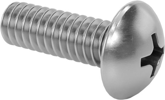 Titreşime Dayanıklı Sızdırmaz Yuvarlak Başlı Vidalar, 1/4"-20 Diş Boyutu, 3/4" Uzunluk