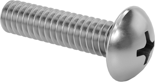 Titreşime Dayanıklı Sızdırmaz Yuvarlak Başlı Vidalar, 1/4"-20 Diş Boyutu, 1" Uzunluk