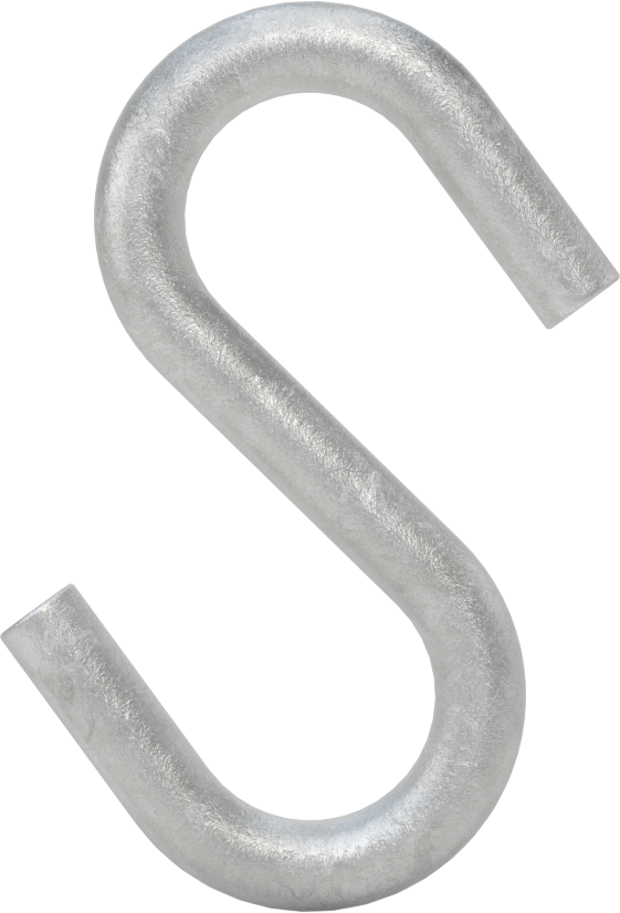 Kaldırma Amaçlı Olmayan Açık Uçlu S-Kanca, Galvanizli Çelik, 100 lbs. Kapasite, 9/16" Kanca Açıklığı Genişliği