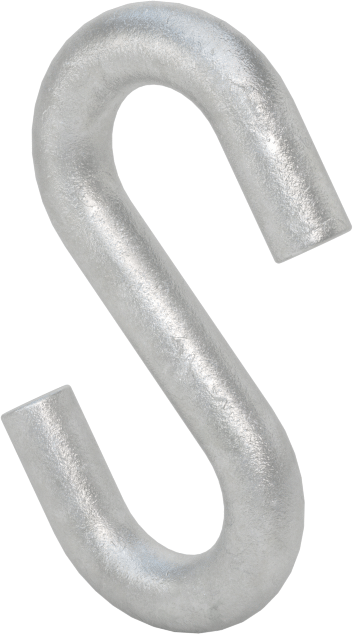 Kaldırma Amaçlı Olmayan Açık Uçlu S-Kanca, Galvanizli Çelik, 100 lbs. Kapasite, 1/4" Kanca Açıklığı Genişliği