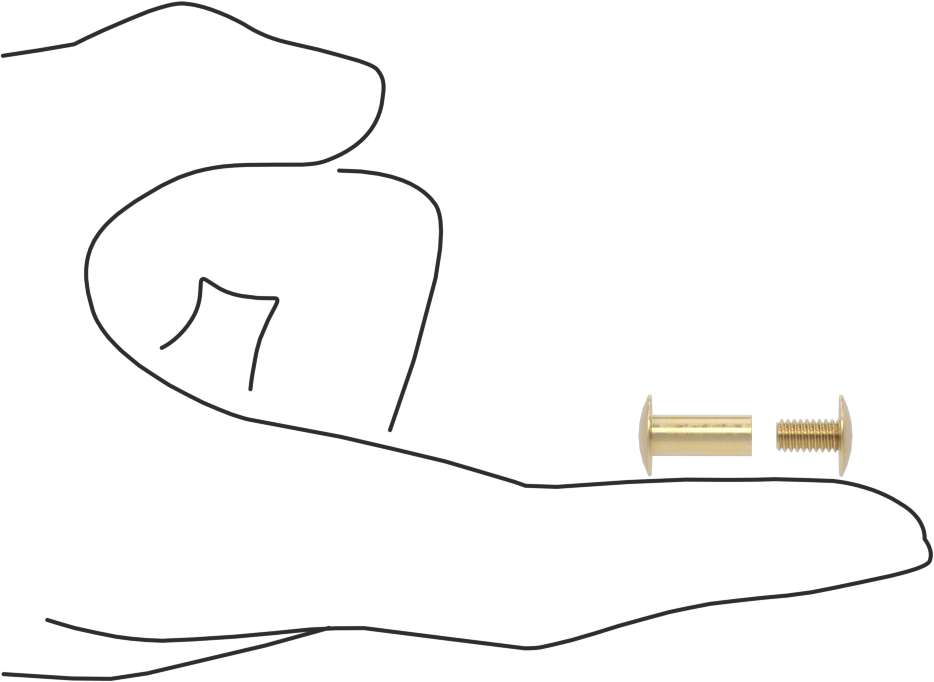 Pirinç Düşük Profilli Bağlama Silindiri ve Vida, 8-32 Diş Boyutu, 1/2“-3/4” Malzeme Kalınlığı için