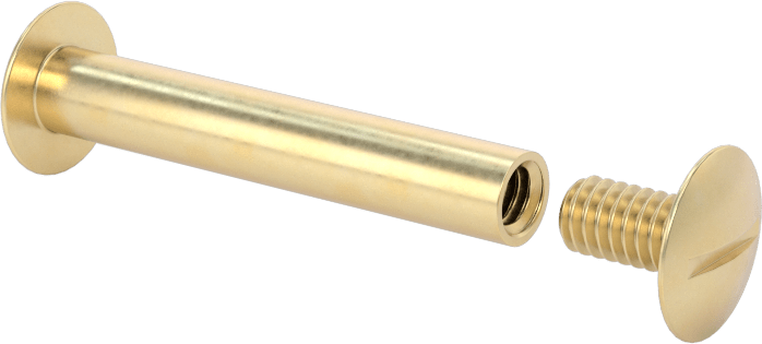 Pirinç Düşük Profilli Bağlama Silindiri ve Vida, 8-32 Diş Boyutu, 1-1/4“-1-1/2” Malzeme Kalınlığı için