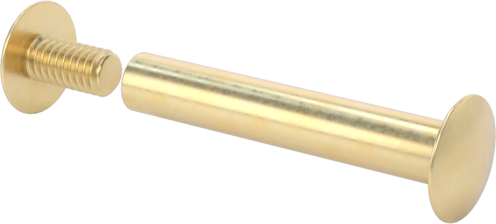 Pirinç Düşük Profilli Bağlama Silindiri ve Vida, 8-32 Diş Boyutu, 1-1/4“-1-1/2” Malzeme Kalınlığı için