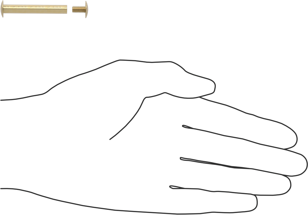 Pirinç Düşük Profilli Bağlama Silindiri ve Vida, 8-32 Diş Boyutu, 1-1/2“-1-3/4” Malzeme Kalınlığı için