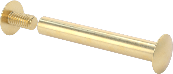 Pirinç Düşük Profilli Bağlama Silindiri ve Vida, 8-32 Diş Boyutu, 1-1/2“-1-3/4” Malzeme Kalınlığı için