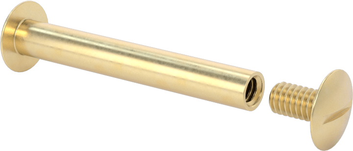 Pirinç Düşük Profilli Bağlama Silindiri ve Vida, 8-32 Diş Boyutu, 1-1/2“-1-3/4” Malzeme Kalınlığı için