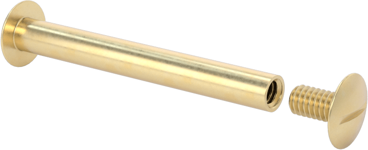 Pirinç Düşük Profilli Bağlama Silindiri ve Vida, 8-32 Diş Boyutu, 1-3/4“-2” Malzeme Kalınlığı için