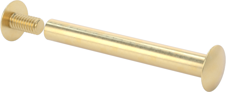 Pirinç Düşük Profilli Bağlama Silindiri ve Vida, 8-32 Diş Boyutu, 1-3/4“-2” Malzeme Kalınlığı için