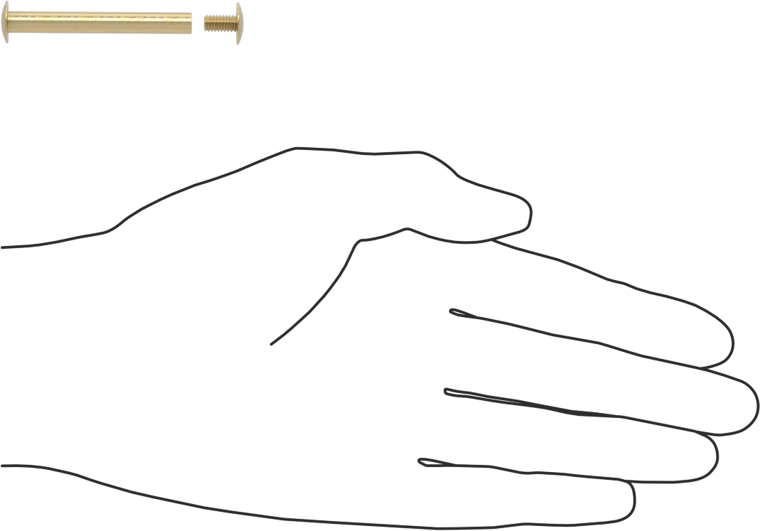 Pirinç Düşük Profilli Bağlama Silindiri ve Vida, 8-32 Diş Boyutu, 1-3/4“-2” Malzeme Kalınlığı için