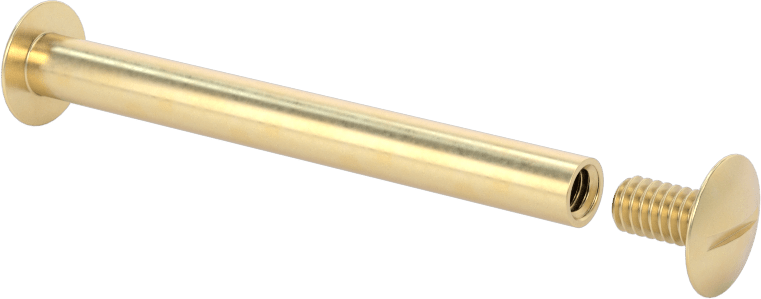Pirinç Düşük Profilli Bağlama Silindiri ve Vida, 8-32 Diş Boyutu, 2“-2-1/4” Malzeme Kalınlığı için
