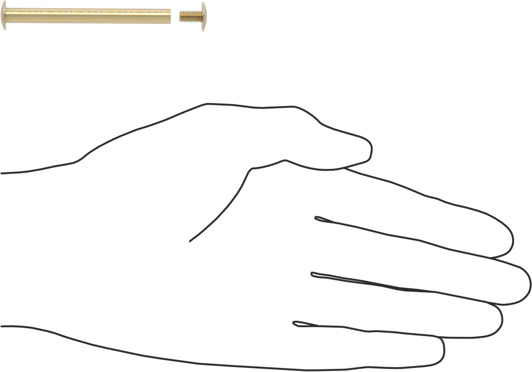 Pirinç Düşük Profilli Bağlama Silindiri ve Vida, 8-32 Diş Boyutu, 2-1/4“-2-1/2” Malzeme Kalınlığı için
