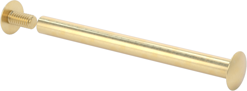 Pirinç Düşük Profilli Bağlama Silindiri ve Vida, 8-32 Diş Boyutu, 2-1/2“-2-3/4” Malzeme Kalınlığı için