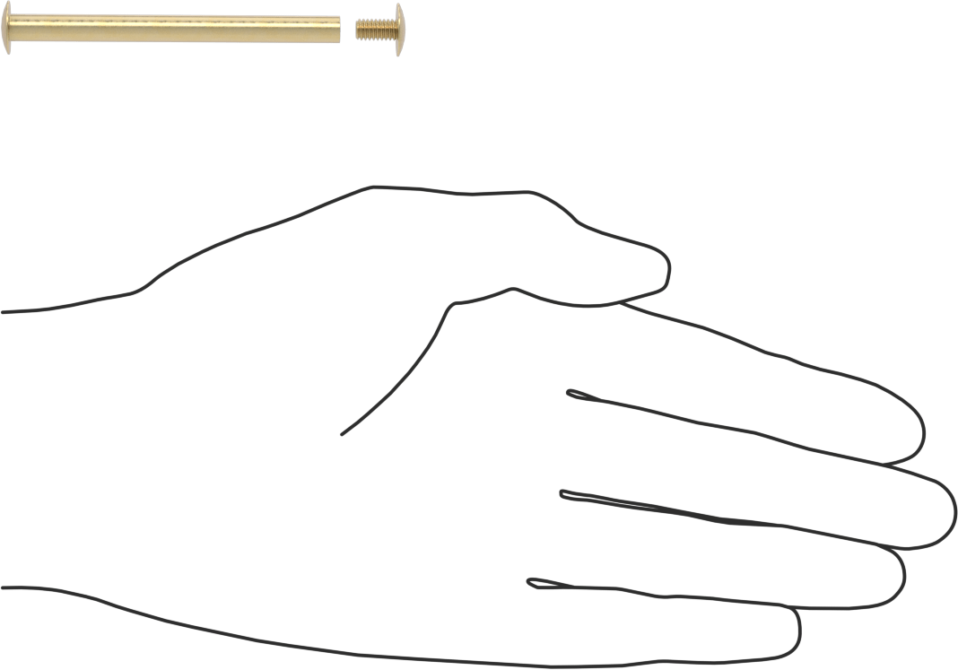 Pirinç Düşük Profilli Bağlama Silindiri ve Vida, 8-32 Diş Boyutu, 2-1/2“-2-3/4” Malzeme Kalınlığı için