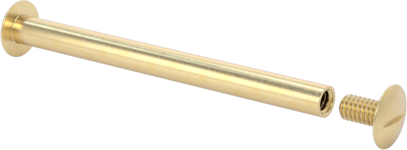 Pirinç Düşük Profilli Bağlama Silindiri ve Vida, 8-32 Diş Boyutu, 2-1/2“-2-3/4” Malzeme Kalınlığı için