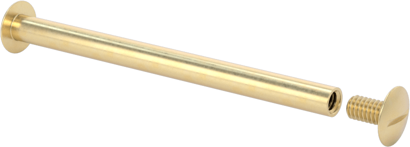Pirinç Düşük Profilli Bağlama Silindiri ve Vida, 8-32 Diş Boyutu, 2-3/4“-3” Malzeme Kalınlığı için