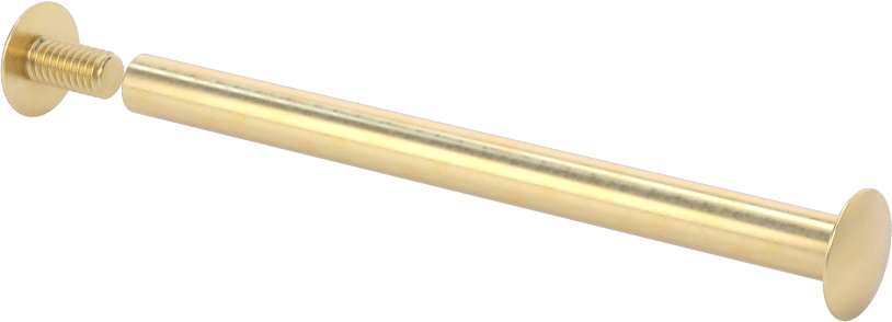 Pirinç Düşük Profilli Bağlama Silindiri ve Vida, 8-32 Diş Boyutu, 2-3/4“-3” Malzeme Kalınlığı için