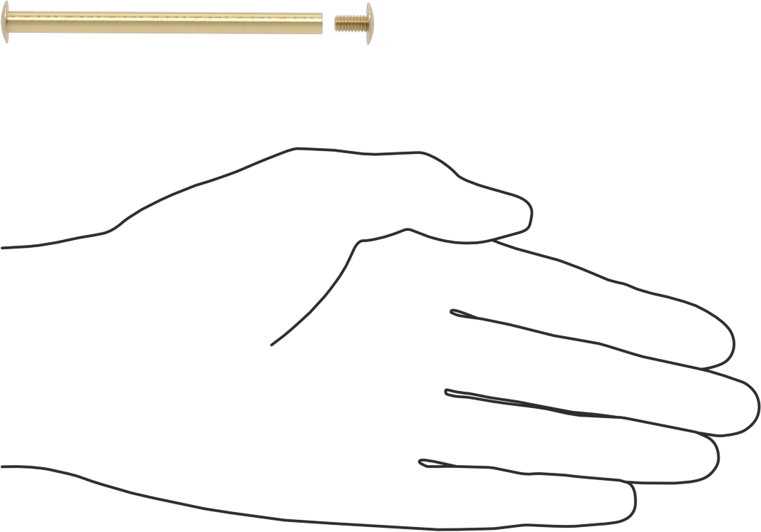 Pirinç Düşük Profilli Bağlama Silindiri ve Vida, 8-32 Diş Boyutu, 3“-3-1/4” malzeme kalınlığı için