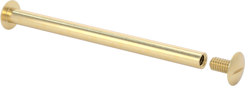 Pirinç Düşük Profilli Bağlama Silindiri ve Vida, 8-32 Diş Boyutu, 3“-3-1/4” malzeme kalınlığı için