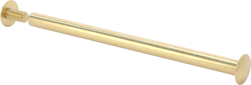 Pirinç Düşük Profilli Bağlama Silindiri ve Vida, 8-32 Diş Boyutu, 3-1/2“-3-3/4” Malzeme Kalınlığı için