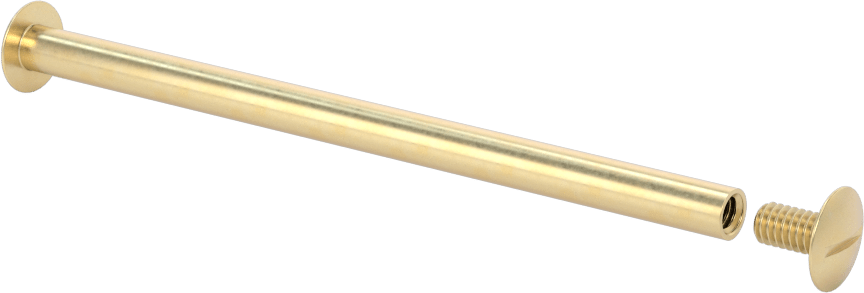 Pirinç Düşük Profilli Bağlama Silindiri ve Vida, 8-32 Diş Boyutu, 3-1/2“-3-3/4” Malzeme Kalınlığı için