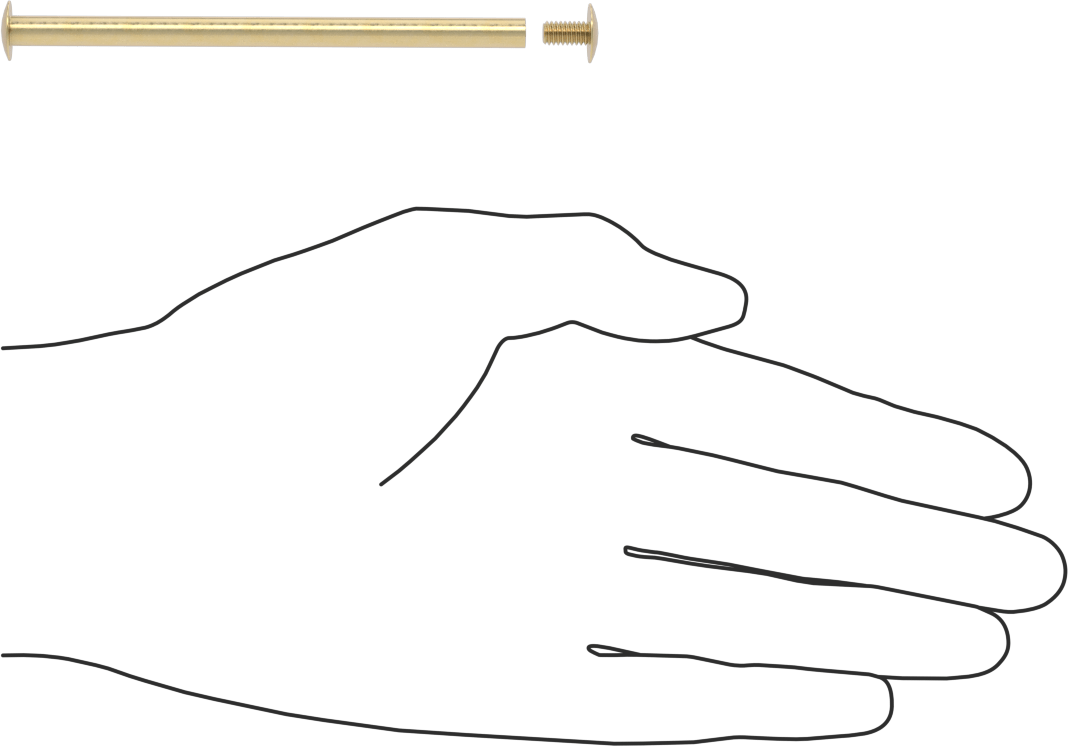 Pirinç Düşük Profilli Bağlama Silindiri ve Vida, 8-32 Diş Boyutu, 3-1/2“-3-3/4” Malzeme Kalınlığı için