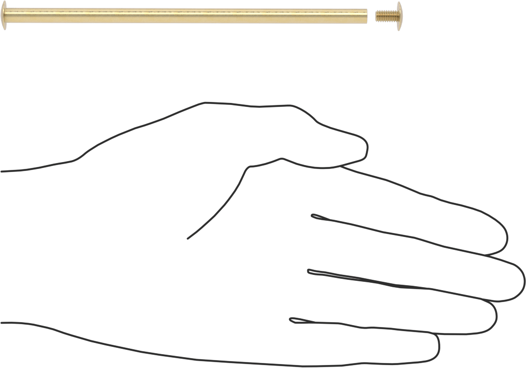 Pirinç Düşük Profilli Bağlama Silindiri ve Vida, 8-32 Diş Boyutu, 5“-5-1/4” Malzeme Kalınlığı için